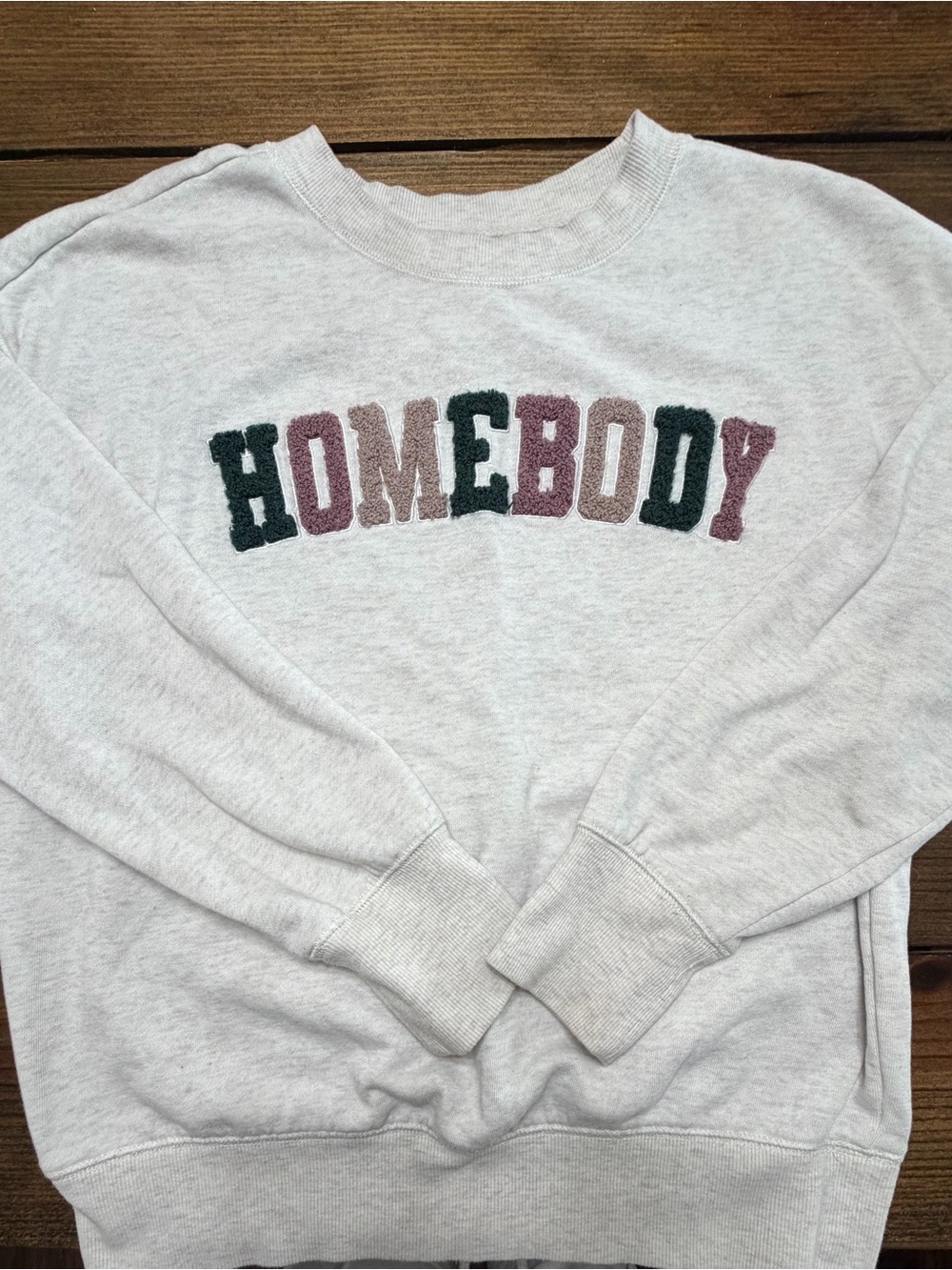 Maurices Cream "HOME BODY" Chenille-Letter Sweatshirt